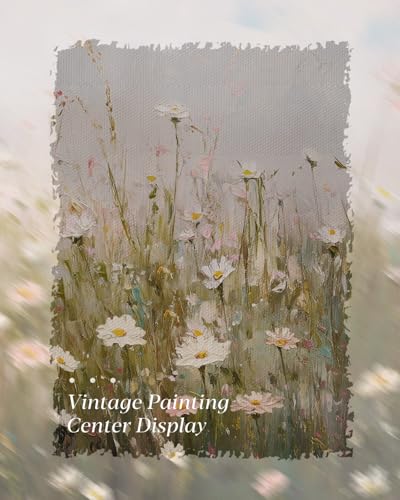 Image of HUARCEY Gold Framed Vintage Wall Art for Living Room Wildflower Field Landscape Decor Aesthetic Mother Day Gift for Mom Oil Painting Flower Wall Print Floral Pictures Canvas Artwork Shelf Decor 8x10in