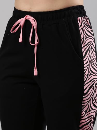 Image of Femmora Relax Fit Track Pant with Abstract Print, Breathable Soft Cotton Fabric with Drawstring Waistband Closure and 2 Side Pockets, for Women,Pack of 1