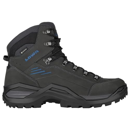 LOWA Men's Renegade EVO GTX MID Boot, Anthracite/Steel Blue, 8 M US