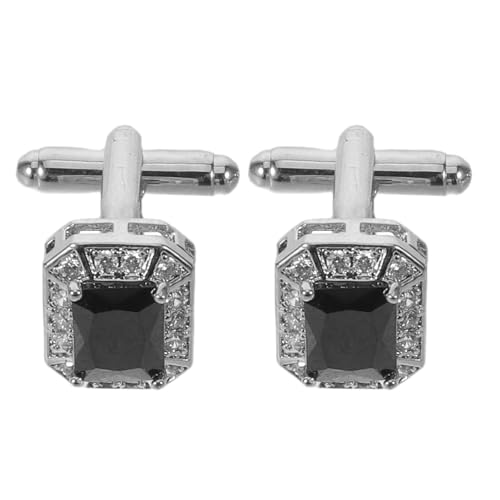 MOKKHNB 1 par de puños para camisa de hombre, gemelos cuadrados de cobre con diamantes de imitación, elegantes adornos para botones de traje para eventos formales, accesorios para cubrir botones