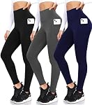 iaoja 3 Pack High Waisted Leggings with Pockets for Women-Soft Tummy Control Pants for Running Yoga Workout Leggings