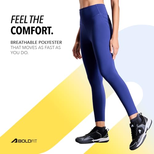 Image of Boldfit Limitless NYLOFLEX HIGH Rise Tights Gym Pants for Women Workout Breathable Tights for Woman Workout Activewear Leggings for Women Ankle Length Stretchable Pants for Woman Gym Lower