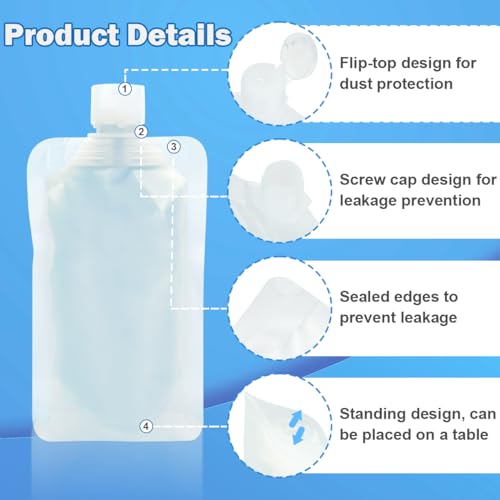 52Pcs Travel Pouches for Toiletries, TSA Approved Travel Fluid Squeeze Pouches, Travel Size Stand Up Pouch, Refillable Leakproof Travel Containers for Shampoo Conditioner Lotion Soap Liquids3