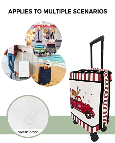 Travel Luggage Cover Small Suitcase Cover Fit for 19-21 Inch Luggage Luggage Protector Suitcase Cover Scratchproof Red American Truck with Baseball Checkerboard Luggage Cover Protector for Suitcase4