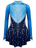 Robe de danse à col montant pour fille avec une fermeture à glissière invisible au dos pour un port et un retrait faciles