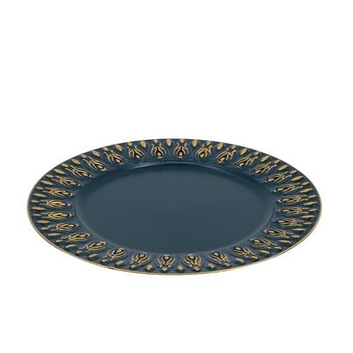 Plato cargador plástico durable azul y dorado pack 6 miniatura 3