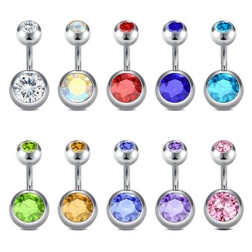 6-38mm Barras de Ombligo y el Embarazo del Vientre Bar 14G de Plata del Ombligo Piercing Flexible de plástico de la Maternidad del Vientre Bar Acero Quirúrgico Rhinestone Piercing del Vientre Joyería