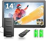 14" Portable TV, Small Television with Antenna ATSC Tuner, Battery Powered TV LCD Monitor 1080P, HDMI, USB, AV in, for Camping, Car, RV, Travel, Remote Control