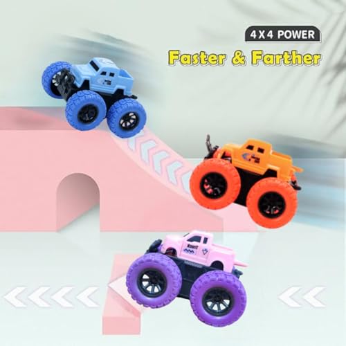 Image of PLUSPOINT Monster Truck Toys - Friction Powered Toy Cars Push and Go Vehicles for Kids Best Christmas Birthday Party Gift for Boys Girls Aged 3 and Above (Climber 3pc)