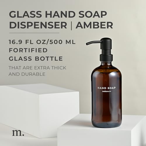 MaisoNovo Soap Dispenser 1-Piece Set | 500ml Amber Bottles with Black Plastic Pump