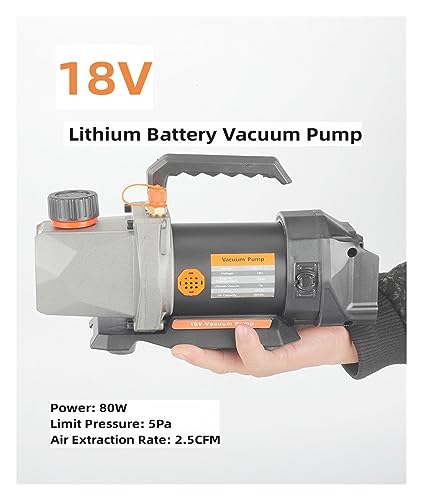 Bomba de vacío de 18 V con batería de litio, 5 Pa, 80 W, 2,5 CFM, entrada de aire de 1/4", para refrigeración, automóvil y aire acondicionado doméstico miniatura 2