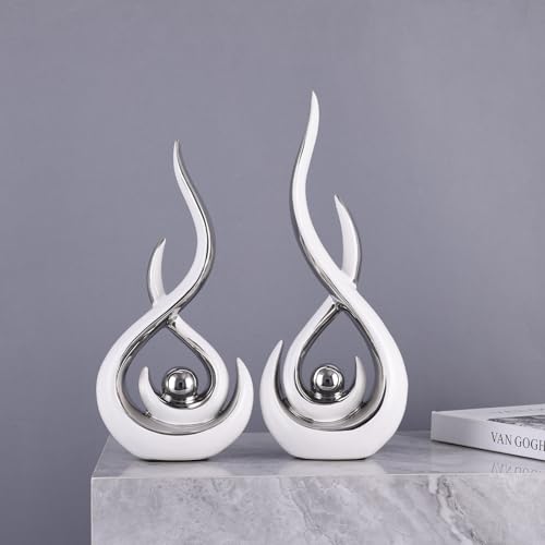 2 piezas esculturas abstractas de cerámica modernas miniatura 6