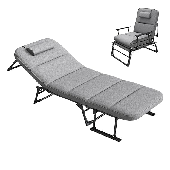 Dratal Camping Cot with Reclining Lounger, Folding Chair Design, Gray (B0D45DLNF5) Amazon Price History, Amazon Price Tracker