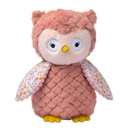 Lambs & Ivy Little Garden Textured Floral Plush Owl Stuffed Animal Toy