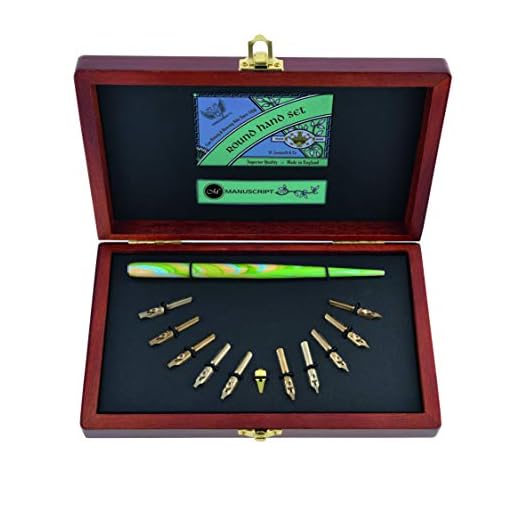 Manuscript - Caja de estilo victoriano con portaplumas y plumillas para caligrafía de letra inglesa Roundhand