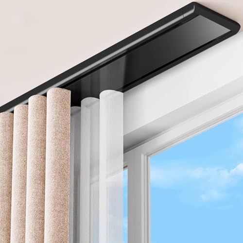 Heavy Duty Double Row Sliding Track System - Silent Ceiling-Mounted Rails for Room Dividers, Partitions & Curtains - Perfect for Bedroom, Living Room, Hospital (White, 1.6m/5.2ft)