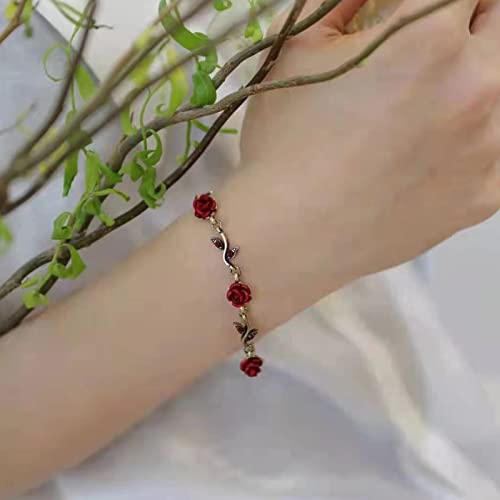 Rose Bracelets for Women Dainty Flower Bracelets for Women Red Bracelets Vintage Jewelry for Women4