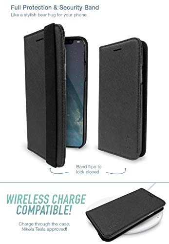 Smartish Iphone X/Xs Wallet Case - Keeper Of The Things - Folio Wallet Synthetic Leather Portfolio Flip Credit Card Cover With Kickstand (Silk) - Black Tie Affair #TOP4