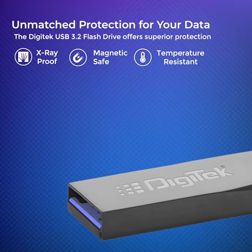 Image of Digitek (Dud 128G V3.2) USB 3.2 Flash Drive, 128GB Storage, High Speed Read & Write, Pen Drive, Magnetic, X-Ray & Temperature Resistant | Compatible with Windows & Mac OS