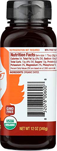 Date Lady Organic Date Syrup 12 Ounce Squeeze Bottle | Vegan, Paleo, Gluten-Free & Kosher #TOP5