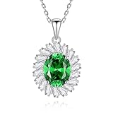 Beydodo Colgante de cadena de oro 750 para mujer, collar con flor ovalada, esmeralda, topacio, citrino, 3 quilates y colgante de moissanita, cadena de oro, 45 cm para mujer, Metal precioso, Moissanita