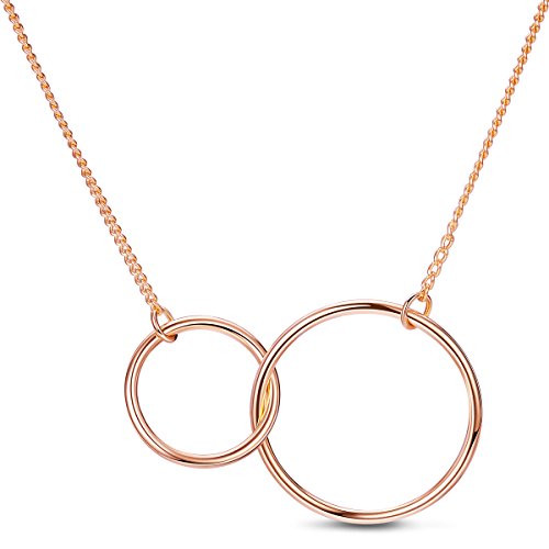 Sweetiee Mother Daughter Necklace Simple Dangle Necklace with Two Circles 17.7"
