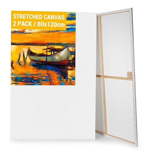 Koncci 2er-Set Leinwand zum Bemalen 80x120CM Keilrahmen Leinwand Groß Weiße Leinwände zum bemalen für Acrylfarben Ölgemälde Canvas für Anfänger und Künstler
