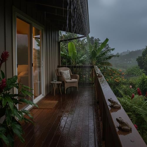 Porch RAIN and COQUI Sounds from Hawaii | NO Ads | 10h ASMR | Real Relaxing Nature