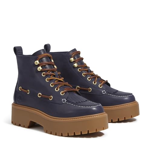 Timberland Timberland Women's Stone Street Platform Kiltie Boot, Dark Blue Full Grain, 9.5 Medium