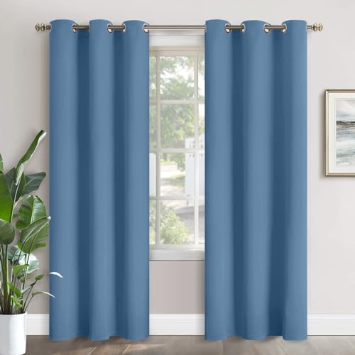 Image of YoungsTex Denim Blue Blackout Curtains for Living Room 84 Inch Length - Thermal Insulated Drapes with Grommet Room Darkening for Kids Bedroom Dining, 2 Panels, 42 x 84 Inch