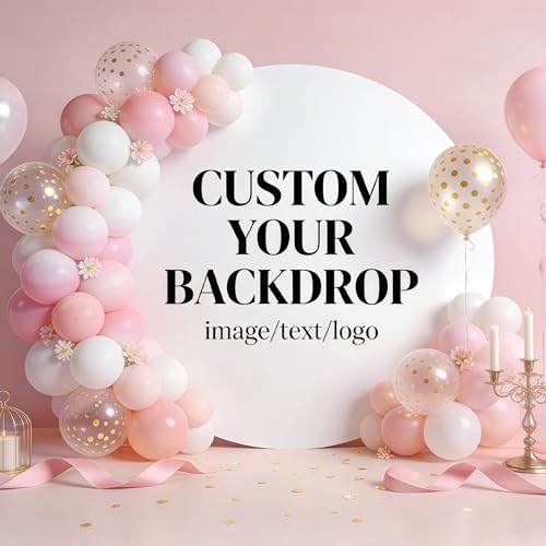 BELECO Custom Round Backdrop Cover 6FT 7.2FT Customized Circle Backdrop Upload Image Logo Text Design Personalized Background Birthday Baby Shower Wedding Party Decoration Photoshoot Prop (3FT-9FT)