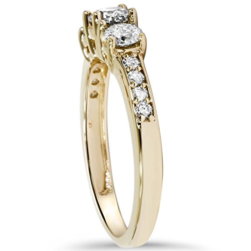 Pompeii 1ct 3 Stone Diamond Engagement Ring 14K Yellow Gold2