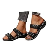 Pantoletten Damen Orthopädische Hausschuhe mit Fussbett 37 Fußbett Einlagen Senioren Hausschuhe Bequeme Orthofit Slipper Sandalen Latschen Schlappen Offene Schuhe Plateau Sommerschuhe Schwarz 37/Eu