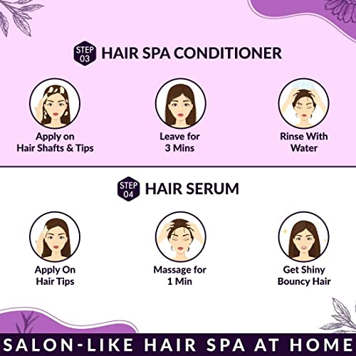 Image of NEUD 4 Step Hair Spa Kit with Aloe Vera 40g, Deep Nourishing Hair Scalp Scrub, Shampoo, Conditioner & Hair Serum, Salon-Like Bulky, Silky and Shiny Bounce at Home