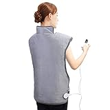 almohadilla eléctrica para espalda y cervicales vitalcontrol 100w ALIVIO EXTRA GRANDE PARA TODO EL CUERPO: la almohadilla térmica eléctrica mide 35 "x 24", la envoltura térmica brinda calor relajante para aliviar la fatiga y el dolor. Diseñada principalmente para los hombros y el cuello, la almohadilla térmica también se puede aplicar de manera flexible en la espalda, la cintura, el abdomen, las piernas y más.