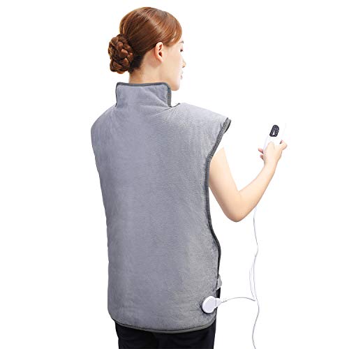 Almohadilla Elèctrica de Calefacción para aliviar el dolor de espalda y hombros, Almohadillas eléctricas con 6 niveles de calentamiento y 2 horas de apagado automático Almohadilla lavable a máquina Cover