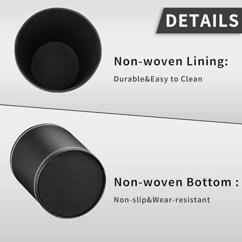 Image of GORESE Pu Leather Trash Can, 2.6 Gallon Black Bathroom Trash Can, Small Office Garbage Can Wastebasket for Bedroom, Kitchen, Round Trash Bin Decorative Under-Sink /Desk /Home Easy to Clean
