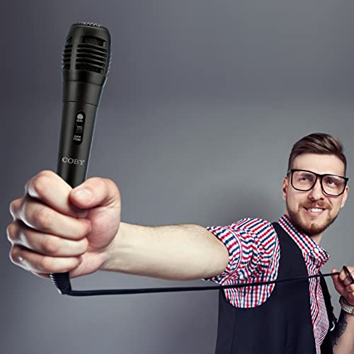 Image of Coby Dynamic Vocal Wired Microphone | Audio Receiver for Singing, Karaoke, Recording | Karaoke Microphone for Parties, Dorm, Birthdays | Mic with Aux Input & Detachable 10-FT Cable for Party Speakers