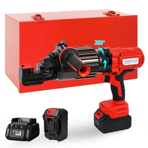 LOSCHEN 360-degree Rotation Cordless Rebar Cutter,Portable Handheld Rebar Cutting Saw,Electric Hydraulic Rebar Cutter,Cutting up from 3/20\" #3 to 5/8\" #5 (4-16mm) Rebar (Li-ion Battery Version)