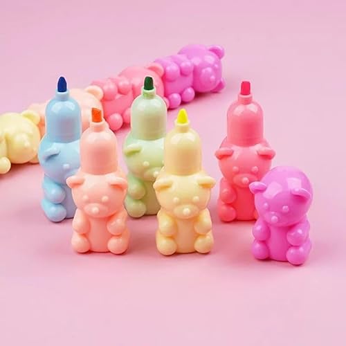 Kit Marca Textos Ursinho com Caneta Fofa - Kawaii - Conjunto de Canetas fofas, material escolar, esc