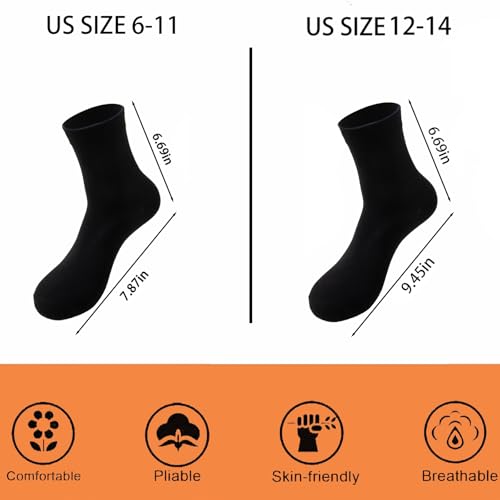 12 Packs Black White Socks,Men and Women Crew Socks Solid Color Combed Cotton Size US 6-144