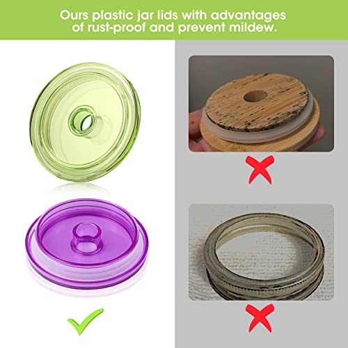 Aieve Mason Jar Lids With Straws, 6 Set Wide Mouth Mason Jar Lids With Straw Hole, Colored Mason Jar Drinking Lids, Reusable Mason Jar Straw Lids For Canning, Bpa-Free, Leak-Proof(Jar Not Included) #TOP3