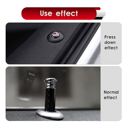 Yumfugu 4 PCS Car Modified Door Lock Knobs, Carbon Fiber Metal Automotive Door Lock Pin Covers Replacements, Universal Vehicle Bolt Pin Cover Stick Accessories Set for Trucks SUVs Cars (Red)