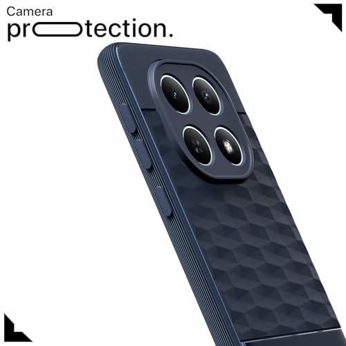 Image of Pikkme Back Cover for Redmi Note 15 5G Camera Protection 3D Hexa Cube Design Silicone Protective Bumper Case (Blue)