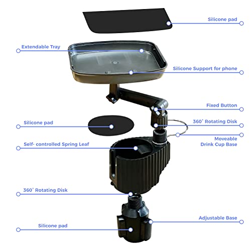 Multifunctional Car Cup Holder Tray For Car Food Tray Car Trays For Eating Cupholder Extender Holder For Car Expandable Cup Holder For Car Extra Cup Holder Eating Tray Adjustable Table Expander Swivel #TOP3