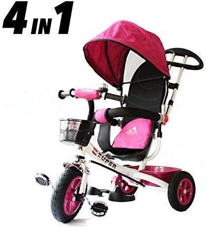 All Road Trikes Childs 4 in 1 Trike - White & Pink - Push along Pedal Kids Tricycle CE Approved