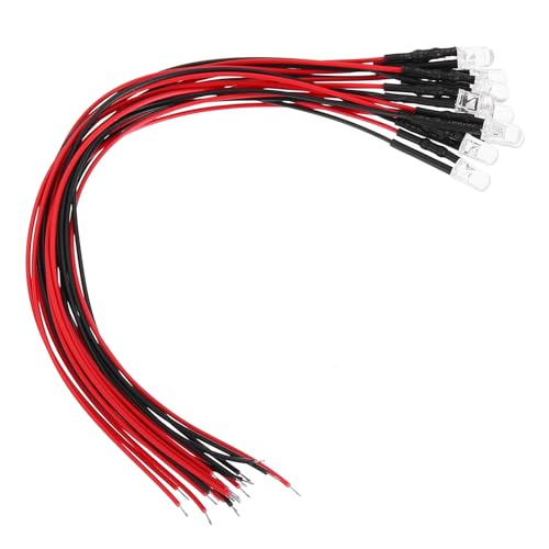 uxcell 10Pcs 5mm Pre Wired LED, Yellow DC3-6V Clear Lens, Light Emitting Diodes