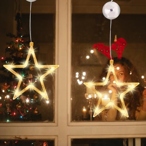 MUSUNIA Stern Lichterkette,2 Stück 10 LED Fenster Lichterkette...