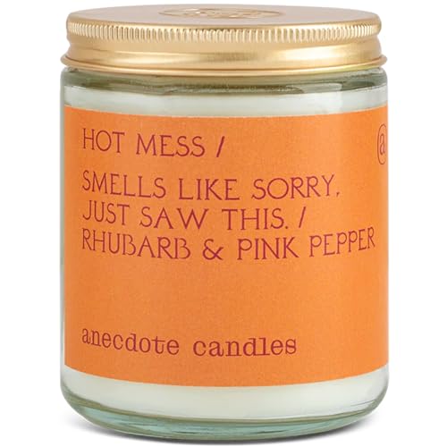 Anecdote Candles 'Hot Mess' Coconut Soy Wax Candle | Premium Hand Poured & Long Burning | Rhubarb & Pink Pepper Scent | Phthalate-Free | for Home, Office, Gift - 7.8 Oz