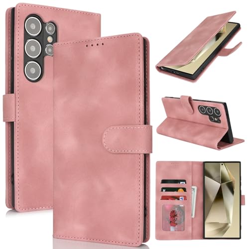 Housse Samsung S24 Ultra rose vintage avec porte-cartes pour simplifier vos sorties en ville